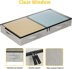 4.5 Inches Under Bed Storage Containers with Sturdy Sidewalls/Bottom and Reinforced Handles，Low Profile Underbed Storage for Clothes,Shoes,Pillows and Blankets with Zips and Clear Windows,4 Pack