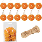 30 Pcs Dried Orange Slices, with 30Pcs Hemp Rope, Christmas Wreath Making Supplies for X-mas Tree Decoration, DIY Crafts, Present Wrapping