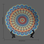 Colorful Decorative Plates, 8 Inch, Blue Mandala Boho Round Display Plate, Decorative Plates with Stand, for Kitchen Party Coffee Table Decor Art