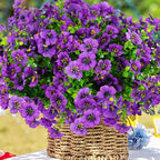 Artificial Flowers for Outdoor, UV Resistant Fake Silk Flowers, Realistic Faux Plants for Outside Indoor Porch Patio Window Box Planter Home Decor (14, Purple)