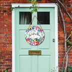 Harooni Welcome Spring Summer Floral Flowers Wreaths Sign for Front Door Decor Farmhouse Spring Wood Door Hanger Rustic Wooden Welcome Spring Hanging Door Wall Sign for Outdoor Outside Porch 12”x12”
