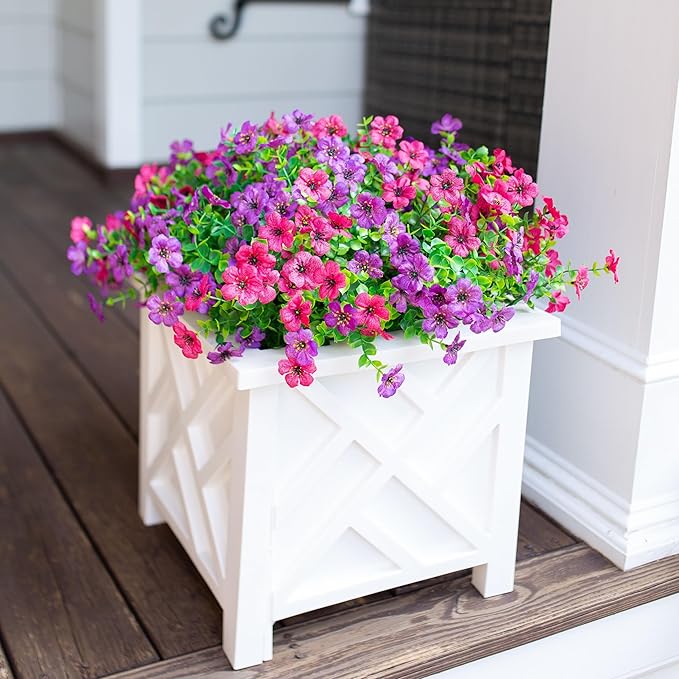 Artificial Flowers for Outdoors Daisy 12 Bundles for Home Decoration, Faux Flower Fake Plants Outside Decoration with Eucalyptus UV Resistant for Planter Porch Patio Yard Garden