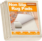 Songrey Non-Slip Rug Pad 2x3 FT, Extra Thick Carpet Pads for Hard Surfaces, Prevents Sliding and Secures Rugs, Provides Floor Protection with Comfort Cushioning