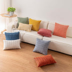 Aegero Pack of 2 Corduroy Decorative Throw Pillow Covers 12x24 Inch Soft Striped Pillow Covers Modern Farmhouse Home Decor for Sofa Living Room Couch Bed（Rose Red）