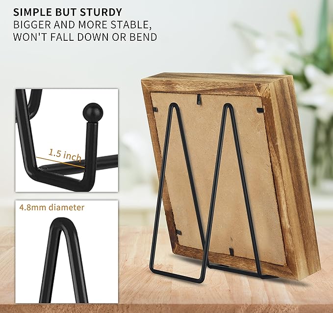 Decolore 8 Inch 3 Pack Black Metal Plate Holder Display Stands for Picture, Decorative Plate, Book, Photo Easel, Artistic Work