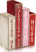 Lineshading 4 Pcs Valentines Day Decoration Wooden Book Valentine's Day Table Decoration Pink Red and White Valentines Tiered Tray Decor Wood Book Sign Farmhouse for Wedding Home Shelf Coffee Table