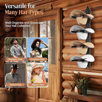 Cowboy Hat Rack for Wall, Cowboy Hat Holder Wall Mount Holds up to 4 Hats, Wooden Western Rustic Metal Hat Hanger with Arrow Sign Board, Hat Organizer for Western Hat, Fedora, Sun Hats