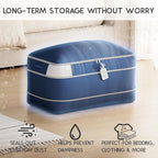 Compression Storage Bags for Comforters - 4 Pack Long Large 100L Compression Bags, 3-Layer Washable Ultra Space Saving Self Comforter Storage Bag for Blankets, Sheets, Clothes, Navy Blue