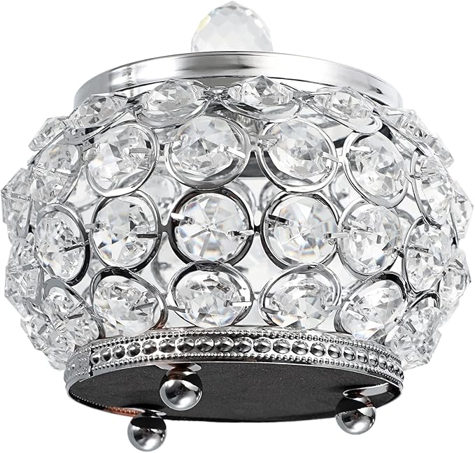 Hipiwe Crystal Jewelry Box with Glass Lid Small Trinket Organizer Mirrored Treasure Box Ring Holder Earrings Necklace Storage Box Keepsake Gift Box for Home Dresser Decor, Silver