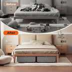 XXXL 100L Under Bed Storage with Wheels, Rolling Storage Containers with Support & Clear Lid, Heavy-Duty Metal Frame, Easy Pull-out, Underbed Storage Bins for Clothes, Shoes, Blankets, and Toys 2 pack
