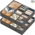 Simple Houseware Foldable Drawer Organizer for Clothes/Underwear/Panty/Onesie Stocking Bin, Set of 12, Dark Gray