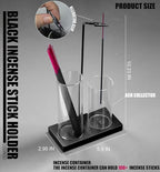 2 in 1 Incense Holder for Sticks Incense Burner Holder with Storage,Glass Upside Down Incense Holder for Sticks with Glass Ash Catcher for Meditation Yoga Spa Room Home Decor[Black]