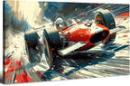 Abstract Race Car Wall Art Vintage Formula Racing Canvas Painting Car Posters Retro Open Wheel Speed Artwork for Boys Bedroom Man Cave Garage Office Living Room Home Decoration Motorsport Decor 24x48"