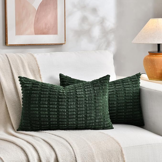 Fancy Homi 4 Packs Decorative Throw Pillow Covers for Living Room Couch Bed, Modern Farmhouse Boho Home Décor Accent Cushion Case, 20" x 12", Green Series