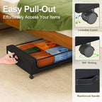 GoMaihe Under Bed Storage with Wheels: 48L Underbed Storage Containers with Clear Lids - Rolling Drawers & Bins for Shoes Clothes in Dorm Bedroom - Space-Saving Easy Pull-out Black 2-Pack