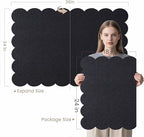 Lightomorrow Scalloped Bulletin Board, 36 x 24 Inches Felt Pin Board - Decorative Cork Alternative for Wall, 3' x 2' Foldable Picture Self-Adhesive Vision Prayer Board with 20 Pushpins - Black