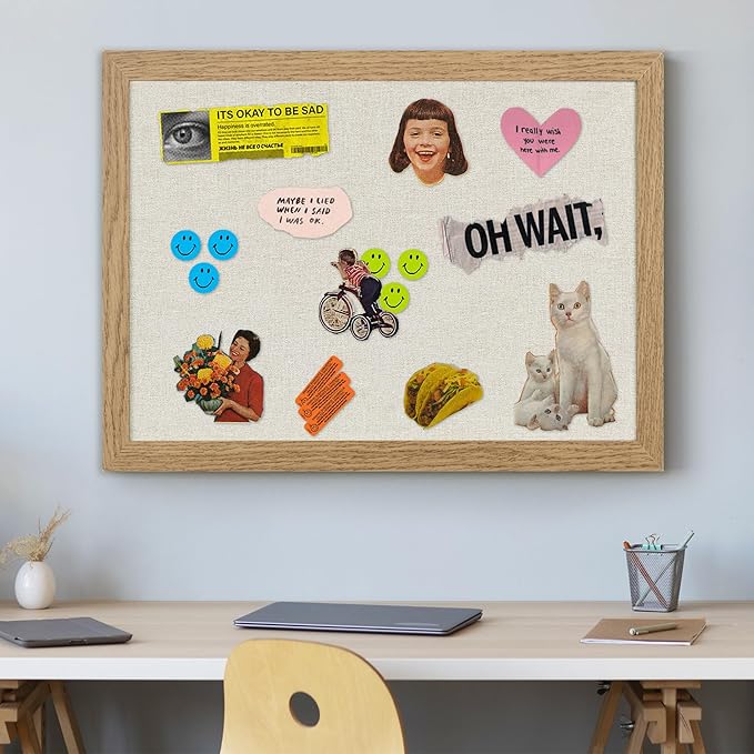 AKTOP 2-Pack Cork Board Bulletin Board with Linen 20" X 30", Large Framed Corkboard for Wall, Hanging Pin Board Picture Board for Home Office Decor, Cute Vision Board with Pushpins (Carbonized Black)