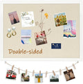 DOLLAR BOSS Cork Board Bulletin Board with Linen Double-Sided 36" x 24" Linen Corkboards for Walls Picture Display Vision Board for Office Home School Framed Picture Pin Board, 20 Pushpins 10 Clips