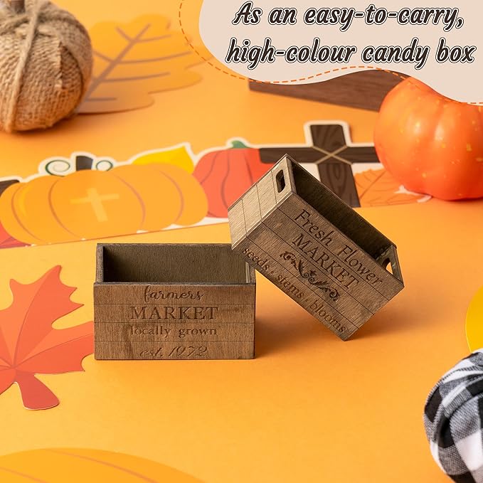 Miniature Vintage Rustic Farmhouse Crate - Retro Mini Farmhouse Tiered Tray Decor Wooden Milk Crate Fruit Flower Basket Decorative Box Miniature Garden Farm Accessories Home Decoration