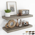 RICHFOCUS 28Inch Floating Shelves for Wall 2 Pack Shelves for Bedroom|Kitchen|Bathroom|Laundry Room Rustic Wood Wall Mounted Shelf with Invisible Brackets for Books|Storage|Decor, Grey