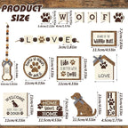 Mifoci 16 Pcs Dog Tiered Tray Decor Cute Dog Signs Home Decor Wooden Woof Decorative Trays Farmhouse Vintage Sweet Home Wooden Sign for Winter Kitchen Coffee Bar Decoration