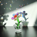 Crystal Peach Blossom Mini Ornament Figurine 2.9 * 1.5in Glass Flower Decoration for Home Office for Mom