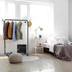 Simple Houseware Industrial Style Garment Rack with Wheels and Hooks, Black
