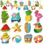 Geelin 36 Pcs Summer Wood Hanging Ornaments for Tree Mini Tree Decorations Hawaiian Beach Wooden Pendant Decorations with String for Luau Party Supplies(Classical)