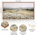 KAIRNE Landscape Canvas Wall Art,Boho Floral Prints Set of 1(20”X40”),Flower Garden Paintings,Wildflower Field Scene Wall Decor,Botanical Art for Living Room Bedroom Kitchen Farmhouse Decor,Framed