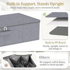 Yawinhe Foldable Underbed Storage Bags, Containers Bin with Lids, Large Under Bed Organizer Box, with Sturdy Zipper und Label Holders, for Clothing, 31.5''Lx15.7''Wx6''H, 4 Pack, Grey