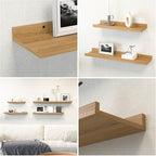 Boswillon 55.1 Inches Long Floating Shelves, 2 Set Rustic Wall Shelf for Bedroom, Nursery Book Shelf with Lip, Picture Ledge Shelf for Living Room, Bathroom, Kitchen - Oak