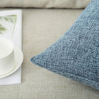 HPUK Linen Throw Pillow Covers Pack of 2, 20x20 Inch Accent Cushion Covers for Living Room, Bedroom, Decorative Solid Color Pillow Covers for Couch, Sofa, Chair, Blue