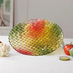 MAGCOLOR Colorful Round Woven Crystal Glass Decorative Plate 11 Inch-Diameter. (Colorful)