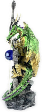 Ain’t It Nice Dragon Statue with Medieval Dragon Sword and Crystal Ball Collectible Dragon Figurine Fantasy Medieval Dragon Décor, Green 4.5(L) 2(W) X 7(H) inches
