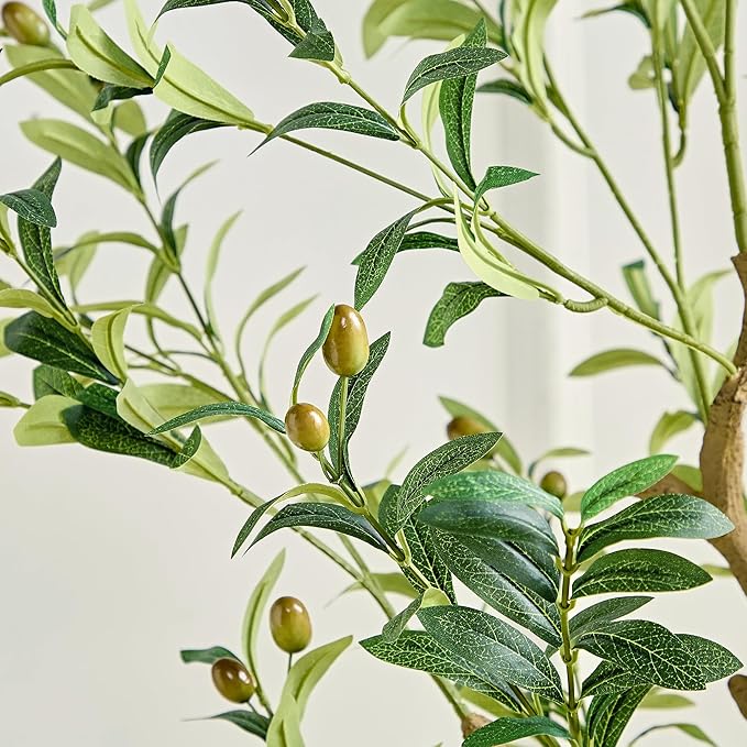 VECELO Artificial Olive Tree, 5FT Faux Olive Trees, Fake Silk Plant for Indoor Outdoor Home Office Decor, 2 Pack