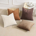 MIULEE Boho Farmhouse Throw Pillow Covers 18x18 Inch Set of 4 Rustic Mordern Neutral Cushion Covers Soft Corduroy Nordic Home Decor for Couch Bed Sofa Living Room Brown