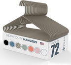 Neaties Heavy Duty Clothes Hangers 50+ Pack (72 Count) – Made in the USA – 8lb Capacity Plastic Hangers for Adult Clothing – Durable for Pants, Coats, Jackets, or Jeans – Gray