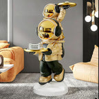 Large Astronaut Statue, Astronaut Sculpture, Astronaut Decoration, Cool Metal mask Decor, Floor Sculpture, Suitable for Living Room, Bedroom, Stores, etc., Tray can be Used for Storage