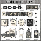 Mifoci 18 Pcs Farmhouse Tiered Tray Decor Home Wooden Signs Rustic Home Tiered Tray Decorations Sweet Vintage House Tabletop Table Centerpiece Black White Block for Kitchen Table Housewarming