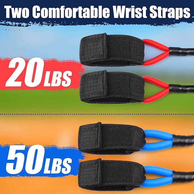 TOBWOLF 4PCS Baseball Exercise Bands with Interchangeable Grips, Baseball Resistance Trainer for Pitching & Throwing, Training Aid for Baseball Softball Pitchers to Build Arm Strength, Warm-Up