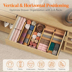 Lifewit 4" High 8 Pack Bamboo Drawer Dividers 43-54cm/17-21.5" Adjustable Wooden Drawer Organizer for Clothes/Utensils, Expandable Drawer Separator for Dresser/Kitchen/Bedroom/Office Organization