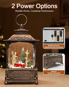 Christmas Snow Globes Light up Snowglobes Christmas Lantern with 8 Songs, 10.43" Christmas Snow Globes for kids adults, 6H Timer & Dual Power, Lighted Christmas Decorations Indoor, Gifts for Women Men