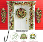 12" Wreath Hangers for Front Door,4 Pack Wreath Door Hanger,Non Scratch Over The Door Hooks Halloween Christmas Easter Decorations Welcome Sign for Front Door Décor, Slim Hangers