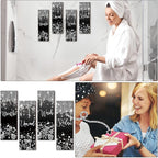 Huwena 4 Pcs Black and Silver Bathroom Wall Decor Glitter Diamond Wooden Living Room Decor Relax Wish Unwind Breathe Sign Black Silver Shiny Drips Hanging Bathroom Sign for Toilet Home Spa