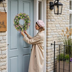U'Artlines 17" Spring Summer Wreath for Door Green Boxwood Wreath Greenery Hanging Garland for Home Wedding Wall Window Decoration Colorful