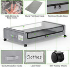 Under Bed Storage with Wheels, 2-Pack Underbed Storage Containers with Clear Lids, Under Bed Shoe Storage Organizer Bins, Rolling Under Bed Storage for Clothes Shoes Blankets (Grey)