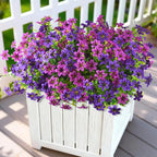Artificial Flowers for Outdoor Faux Flower Spring Decoration, 12 Bundles Fake Plants Silk Daisy Bulk UV Resistant Realistic for Outside Porch Patio Balcony Planter Yard Garden Home Decor(Purple)