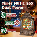 Christmas Snow Globes Lantern, Santa Claus & Train Christmas Decorations Indoor, 6H Timer Battery & USB Powered Light Up Musical Snow Globes for Kids Women Adults Gift Thanksgiving Home Decor