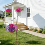 INSPRING Artificial Outdoor Flowers Hanging Baskets Faux Plants Spring Decoration, UV Resistant Fake Silk Morning Glory in Planter Look Real Petunias for Outside Patio Porch Balcony Garden Home, 4Mix