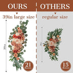 Ting's time Wedding Arch Flowers Pack of 2 Artificial Silk Large Flower Swag Welcome Sign Floral Swag Reception Backdrop Floral Decor for Fall Wedding Party Ceremony (Burnt Orange)